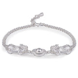 Rhodium Plated Cubic Ziron Stylish Bracelet Silver