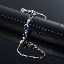 Load image into Gallery viewer, Rhodium Plated Cubic Ziron Stylish Bracelet Blue