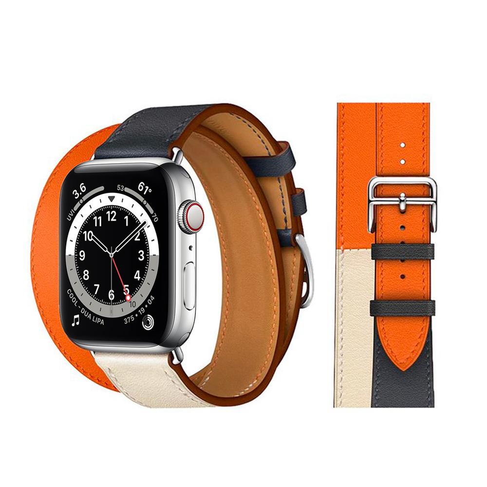 Genuine Leather Bands For Apple Watch 6/SE/5/4/3/2/1 Double Tour Replacement - Perfii in Saudi Kuwait