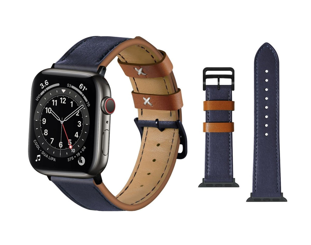 Genuine Leather Bands For Apple Watch 6/SE/5/4/3/2/1 Fresh Strap Replacement - Perfii in Saudi Kuwait