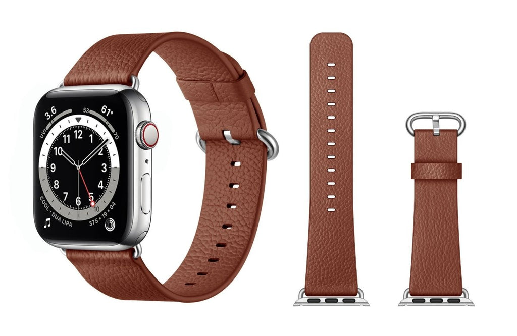 Genuine Leather Bands For Apple Watch 6/SE/5/4/3/2/1 Litchi Strap Replacement - Perfii in Saudi Kuwait