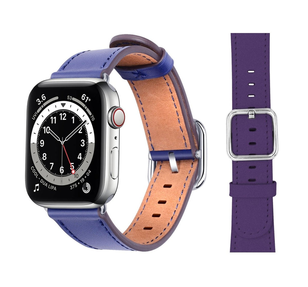 Genuine Leather Bands For Apple Watch 6/SE/5/4/3/2/1 Square Buckle Strap - Perfii in Saudi Kuwait