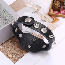 Load image into Gallery viewer, Genuine Leather Stylish Punk Casual Bracelet Black - Perfii in Saudi Kuwait