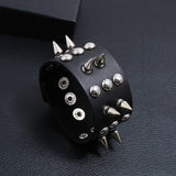 Genuine Leather Stylish Punk Casual Bracelet Black