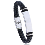 Genuine Leather Stylish Punk Casual Bracelet Black