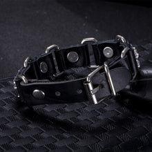 Load image into Gallery viewer, Habiby Genuine Leather Stylish Punk Casual Bracelet Black - Perfii in Saudi Kuwait