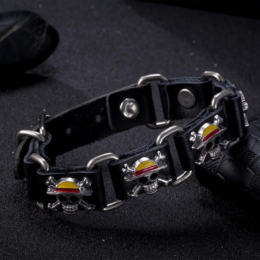 Habiby Genuine Leather Stylish Punk Casual Bracelet Black - Perfii in Saudi Kuwait