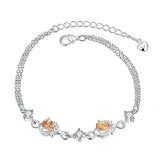 Rhodium Plated Cubic Ziron Stylish Bracelet Orange