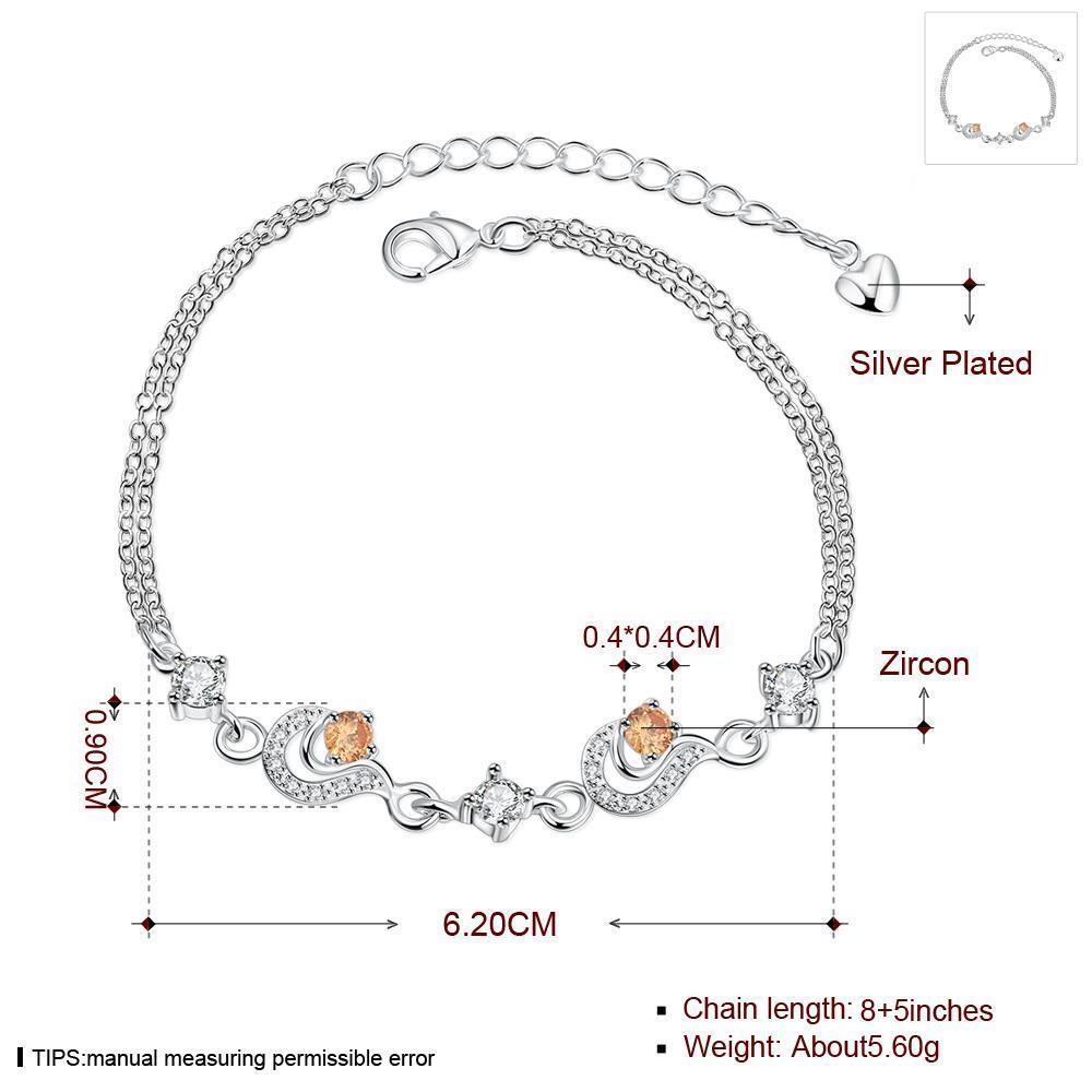 Habiby Rhodium Plated Cubic Ziron Stylish Bracelet Orange - Perfii in Saudi Kuwait