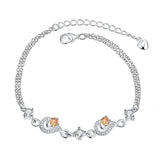 Rhodium Plated Cubic Ziron Stylish Bracelet Orange