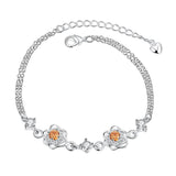 Rhodium Plated Cubic Ziron Stylish Bracelet Orange