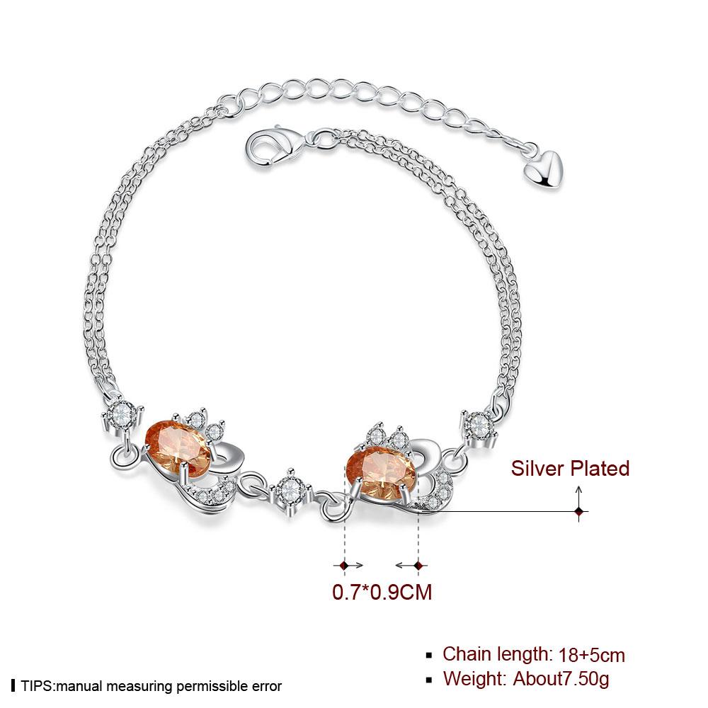 Habiby Rhodium Plated Cubic Ziron Stylish Bracelet Orange - Perfii in Saudi Kuwait