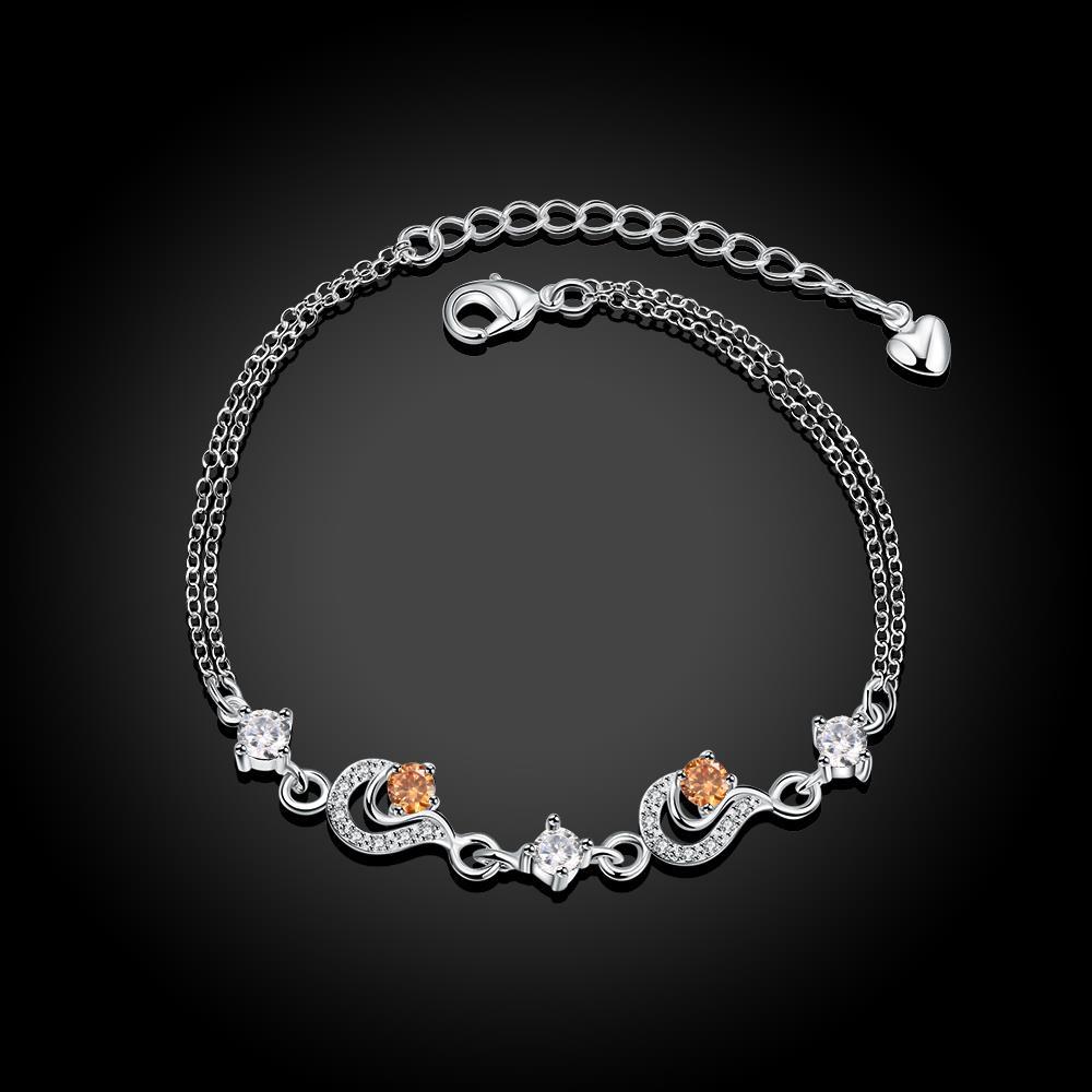 Habiby Rhodium Plated Cubic Ziron Stylish Bracelet Orange - Perfii in Saudi Kuwait