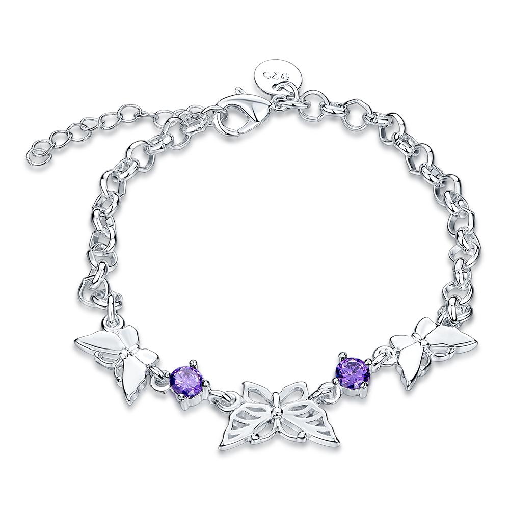 Habiby Rhodium Plated Cubic Ziron Stylish Bracelet Silver - Perfii in Saudi Kuwait