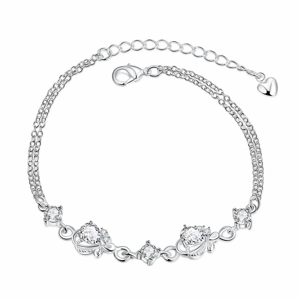 Habiby Rhodium Plated Cubic Ziron Stylish Bracelet Silver - Perfii in Saudi Kuwait