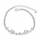 Rhodium Plated Cubic Ziron Stylish Bracelet Silver