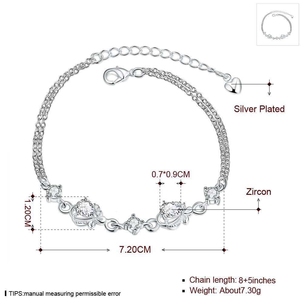 Habiby Rhodium Plated Cubic Ziron Stylish Bracelet Silver - Perfii in Saudi Kuwait