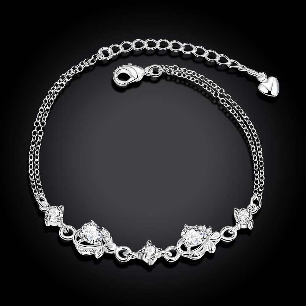 Habiby Rhodium Plated Cubic Ziron Stylish Bracelet Silver - Perfii in Saudi Kuwait