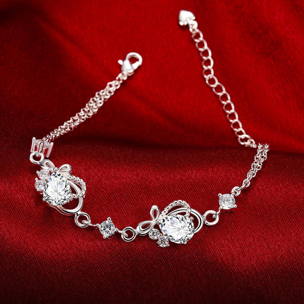 Habiby Rhodium Plated Cubic Ziron Stylish Bracelet Silver - Perfii in Saudi Kuwait