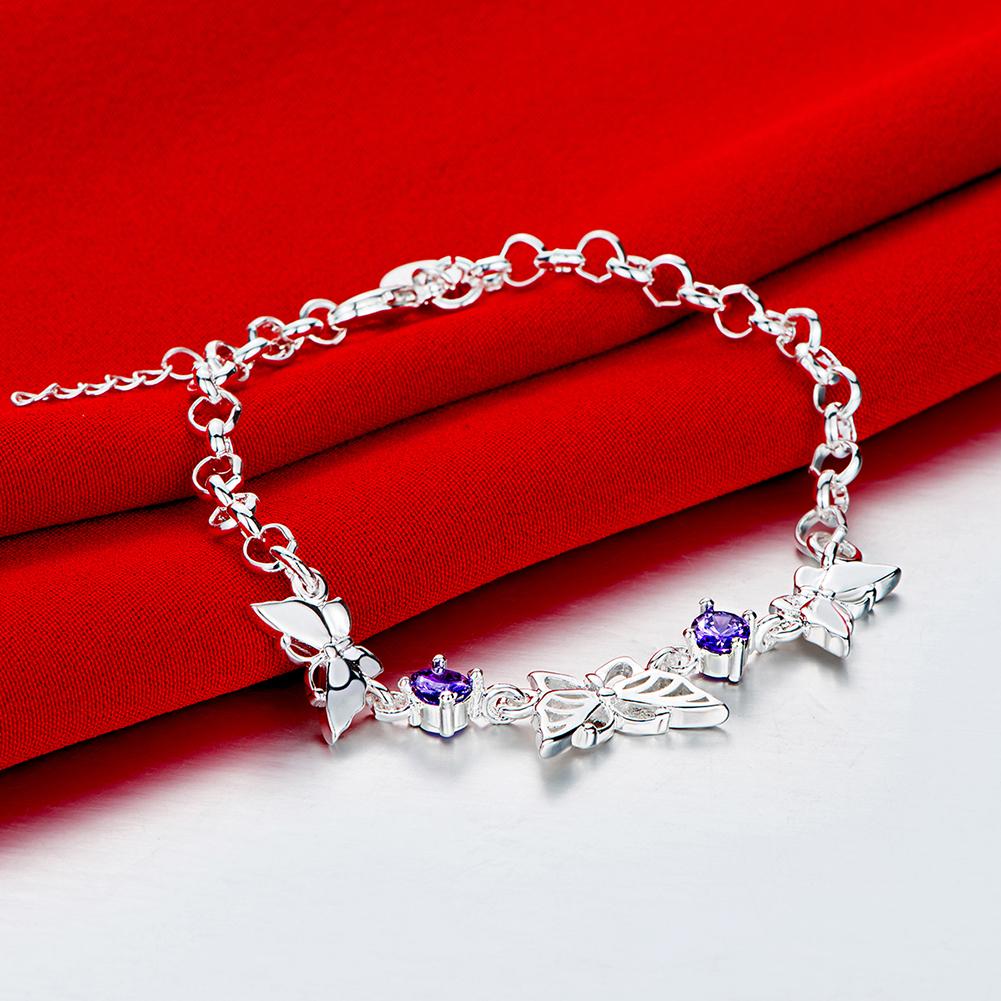 Habiby Rhodium Plated Cubic Ziron Stylish Bracelet Silver - Perfii in Saudi Kuwait