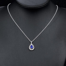 Load image into Gallery viewer, Habiby Rhodium Plated Ziron Studded Pendant Necklace Blue - Perfii in Saudi Kuwait