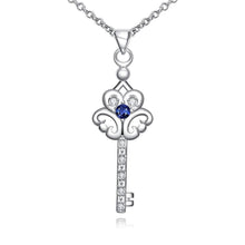 Load image into Gallery viewer, Habiby Rhodium Plated Ziron Studded Pendant Necklace Blue - Perfii in Saudi Kuwait