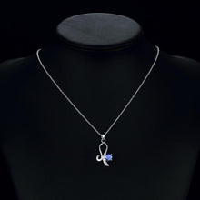 Load image into Gallery viewer, Habiby Rhodium Plated Ziron Studded Pendant Necklace Blue - Perfii in Saudi Kuwait