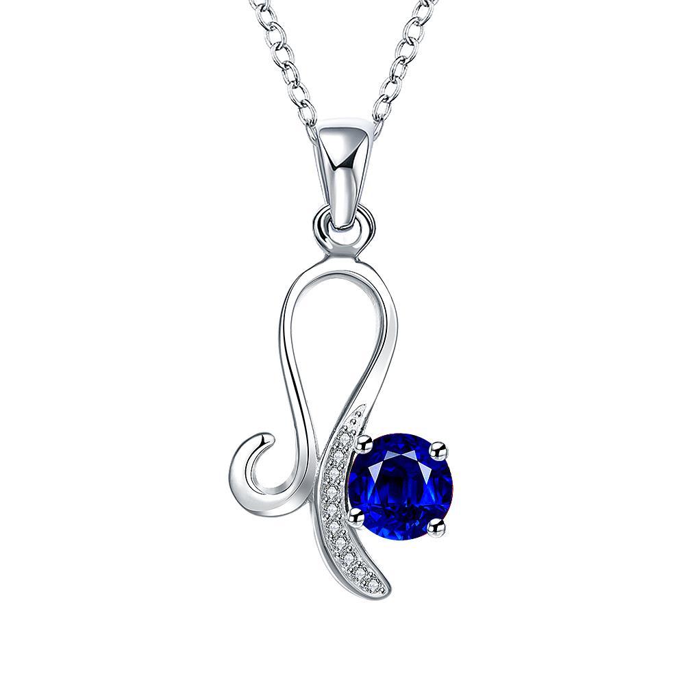 Habiby Rhodium Plated Ziron Studded Pendant Necklace Blue - Perfii in Saudi Kuwait