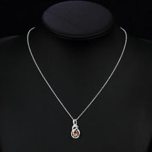 Load image into Gallery viewer, Habiby Rhodium Plated Ziron Studded Pendant Necklace Orange - Perfii in Saudi Kuwait