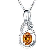 Load image into Gallery viewer, Habiby Rhodium Plated Ziron Studded Pendant Necklace Orange - Perfii in Saudi Kuwait