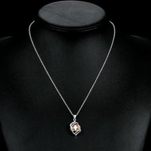 Load image into Gallery viewer, Habiby Rhodium Plated Ziron Studded Pendant Necklace Orange - Perfii in Saudi Kuwait