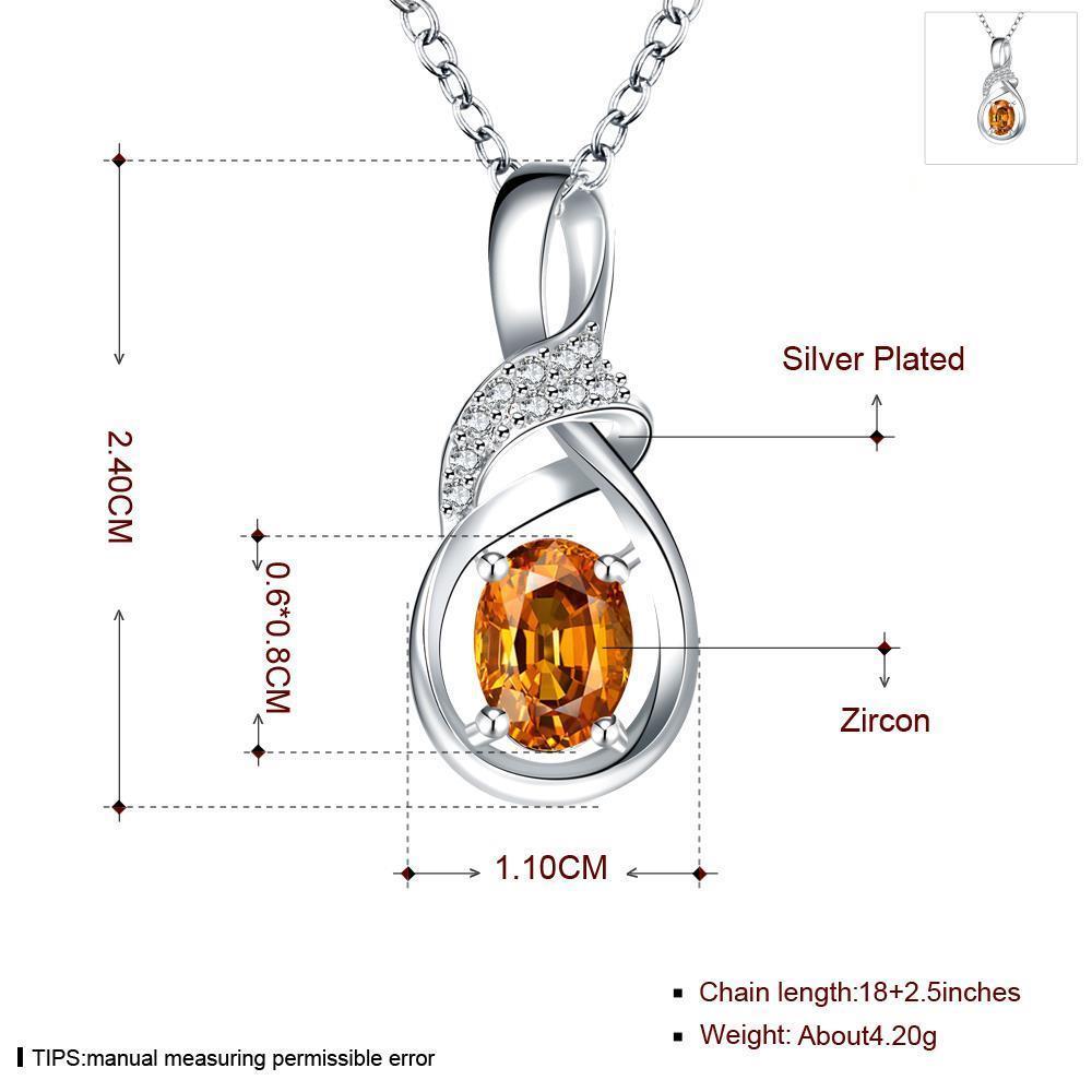 Habiby Rhodium Plated Ziron Studded Pendant Necklace Orange - Perfii in Saudi Kuwait