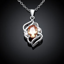 Load image into Gallery viewer, Habiby Rhodium Plated Ziron Studded Pendant Necklace Orange - Perfii in Saudi Kuwait