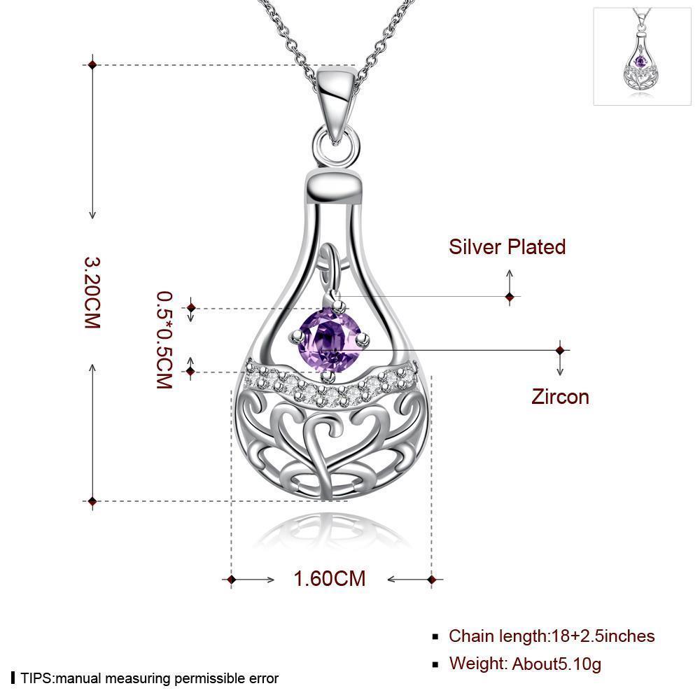 Habiby Rhodium Plated Ziron Studded Pendant Necklace Purple - Perfii in Saudi Kuwait