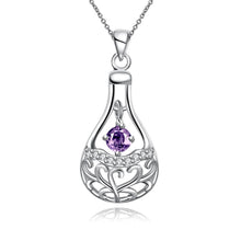 Load image into Gallery viewer, Habiby Rhodium Plated Ziron Studded Pendant Necklace Purple - Perfii in Saudi Kuwait