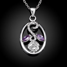 Load image into Gallery viewer, Habiby Rhodium Plated Ziron Studded Pendant Necklace Purple - Perfii in Saudi Kuwait