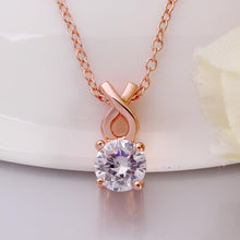Load image into Gallery viewer, Habiby Rhodium Plated Ziron Studded Pendant Necklace Rose Gold - Perfii in Saudi Kuwait