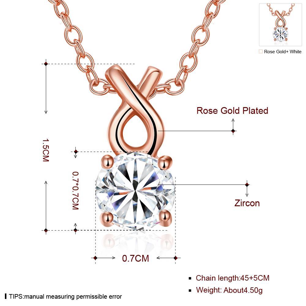 Habiby Rhodium Plated Ziron Studded Pendant Necklace Rose Gold - Perfii in Saudi Kuwait