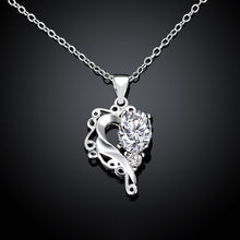 Load image into Gallery viewer, Habiby Rhodium Plated Ziron Studded Pendant Necklace Silver - Perfii in Saudi Kuwait