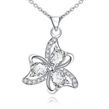 Rhodium Plated Ziron Studded Pendant Necklace Silver