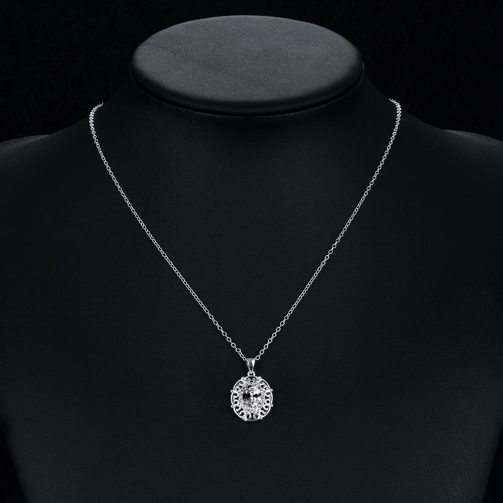 Habiby Rhodium Plated Ziron Studded Pendant Necklace Silver - Perfii in Saudi Kuwait