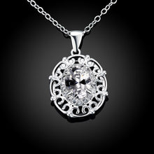 Load image into Gallery viewer, Habiby Rhodium Plated Ziron Studded Pendant Necklace Silver - Perfii in Saudi Kuwait