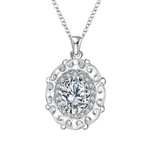 Load image into Gallery viewer, Habiby Rhodium Plated Ziron Studded Pendant Necklace Silver - Perfii in Saudi Kuwait