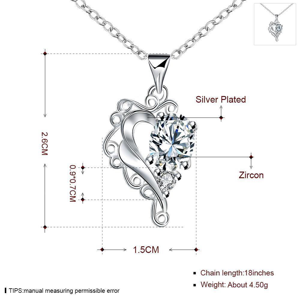 Habiby Rhodium Plated Ziron Studded Pendant Necklace Silver - Perfii in Saudi Kuwait