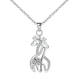 Rhodium Plated Ziron Studded Pendant Necklace Silver