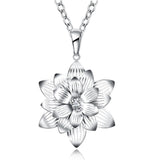 Rhodium Plated Ziron Studded Pendant Necklace Silver