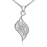 Rhodium Plated Ziron Studded Pendant Necklace Silver