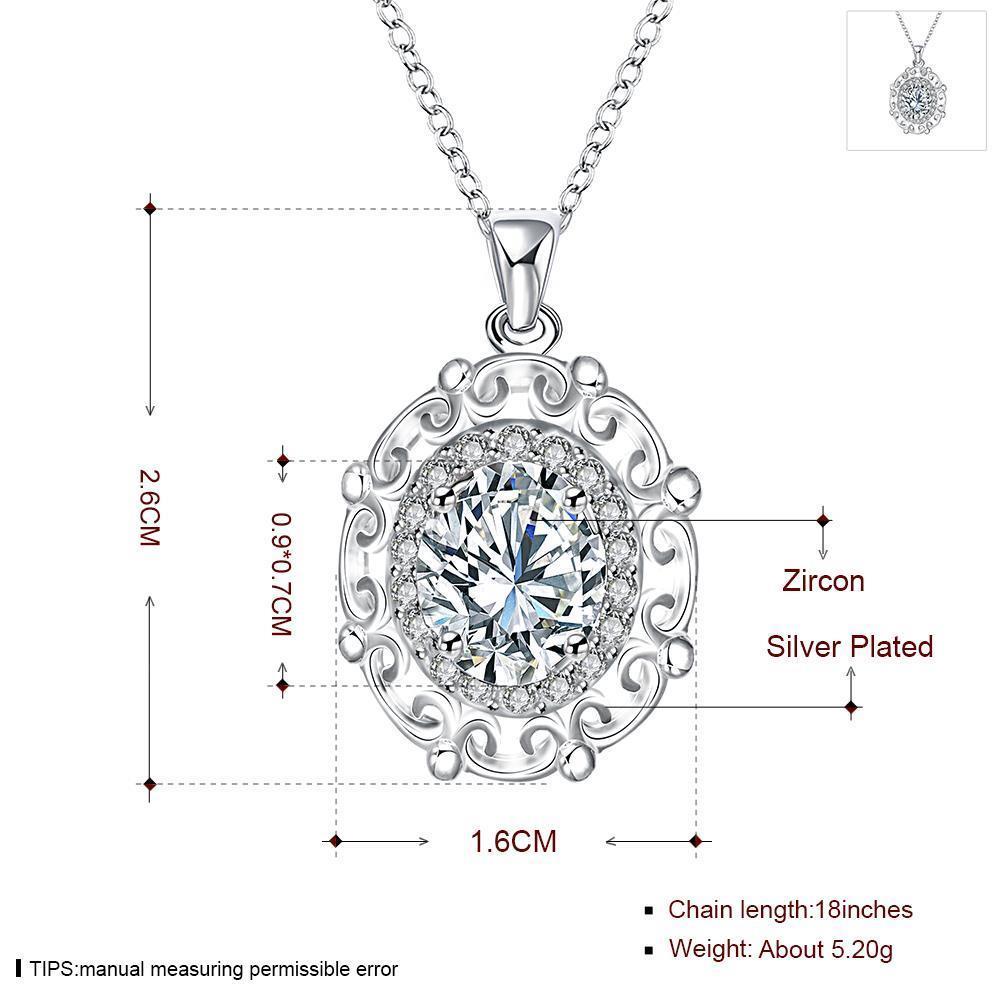 Habiby Rhodium Plated Ziron Studded Pendant Necklace Silver - Perfii in Saudi Kuwait