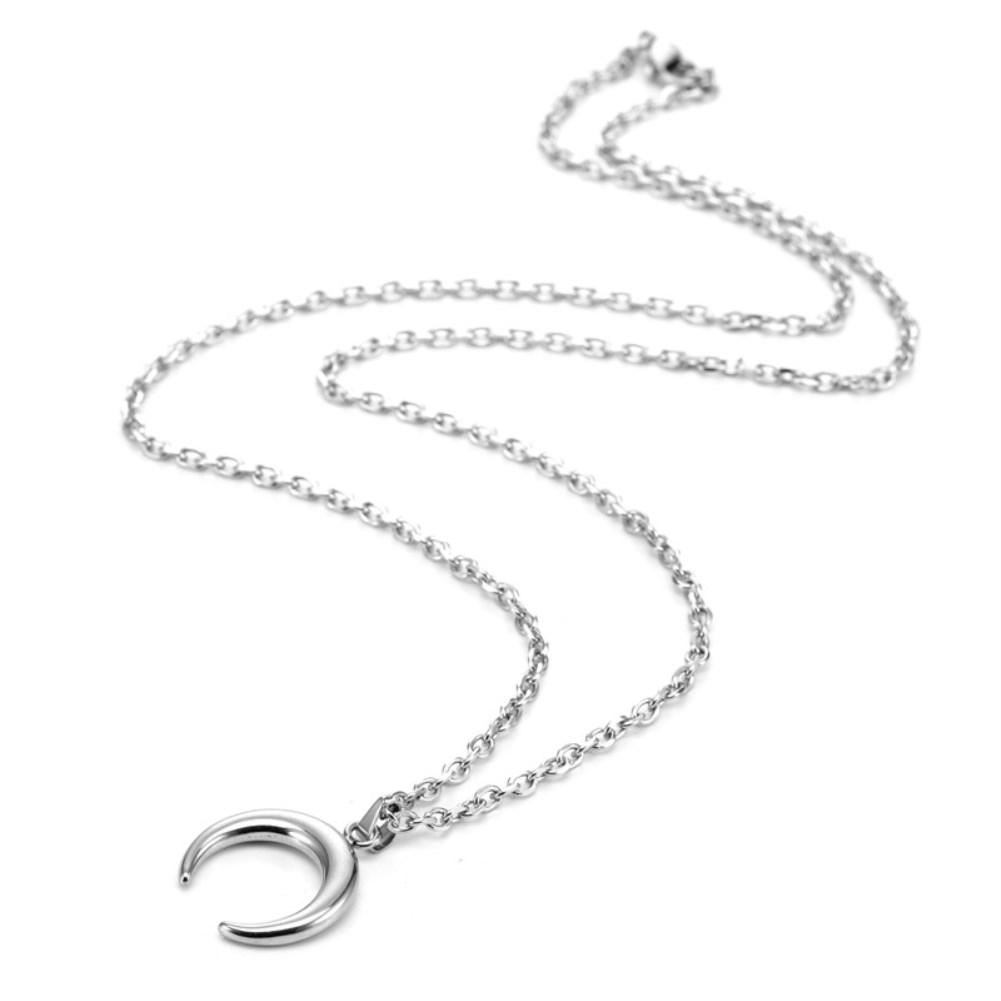 Habiby Rhodium Plated Ziron Studded Pendant Necklace Silver - Perfii in Saudi Kuwait