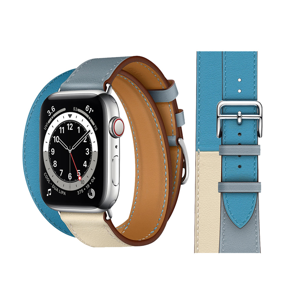 Genuine Leather Bands For Apple Watch 6/SE/5/4/3/2/1 Double Tour Replacement